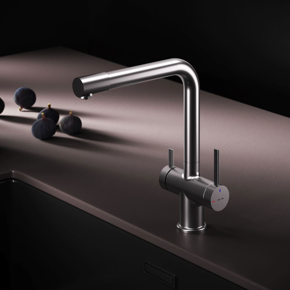 СмесительдлякухниAM.PMFuncF8F05711высокийсL-изливомсканаломдляпитьевойводы,сатин