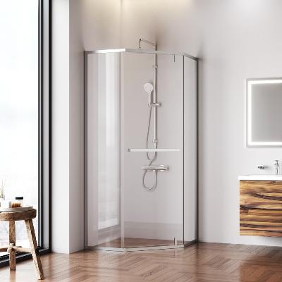 Душевое ограждение без поддона 90x90 AM.PM Gem W90G-405-9090-MT профиль серебристый