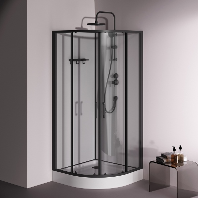 Душевая кабина 90x90 AM.PM Above W9XC-401-9090BT профиль черный матовый, низкий поддон