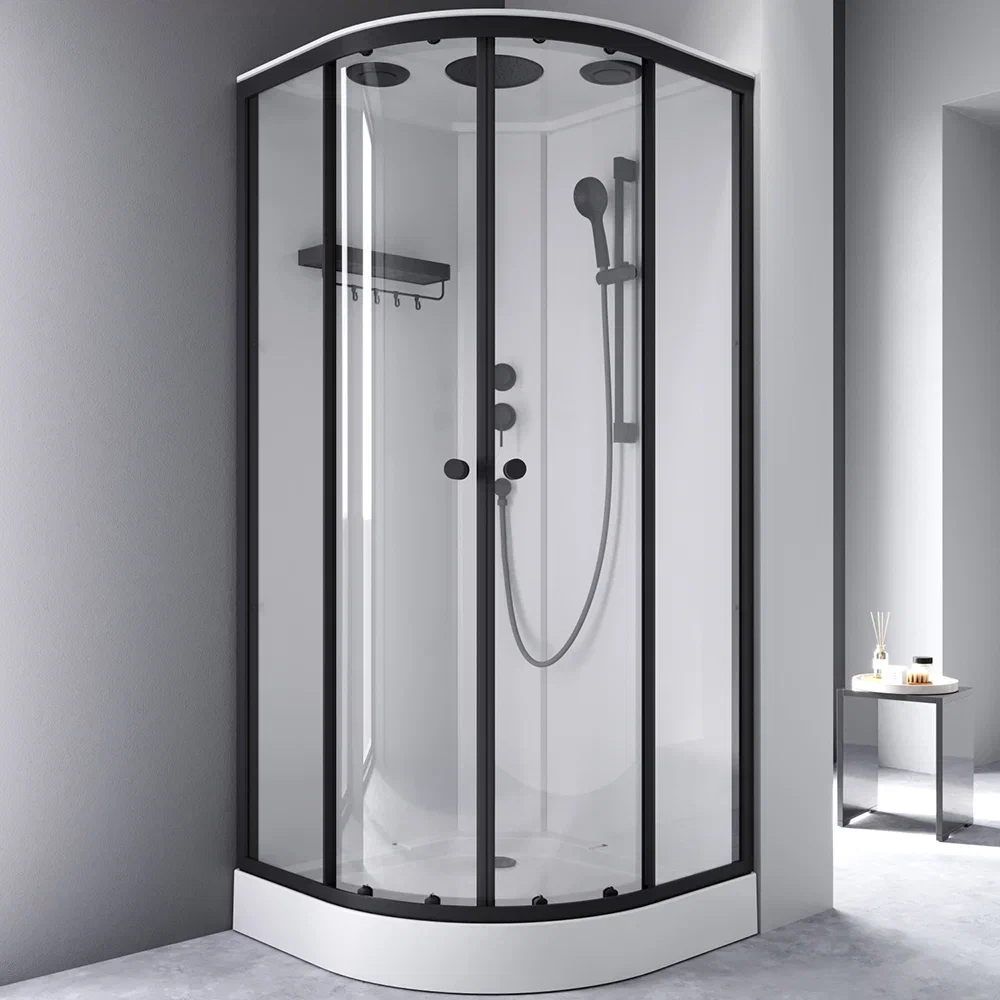 Душевая кабина 90x90 AM.PM X-Joy W94C-401-090BT профиль черный матовый, низкий поддон
