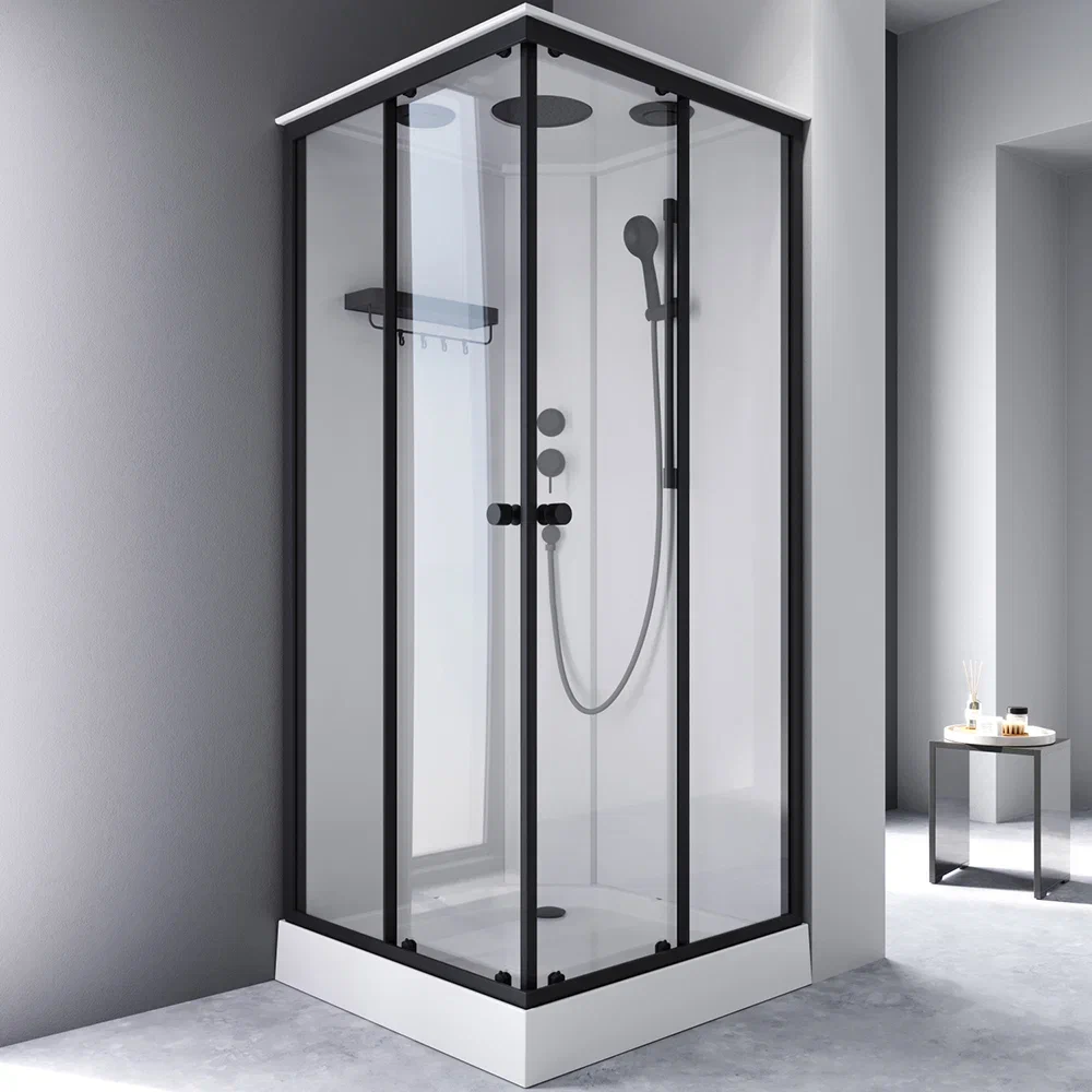 Душевая кабина 90x90 AM.PM X-Joy W94C-403-090BT профиль черный матовый, низкий поддон