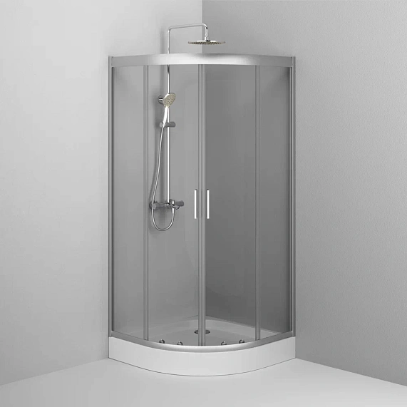 Душевой уголок с поддоном 90x90 AM.PM Gem W90G-401-090WT прозрачное стекло, профиль серебристый