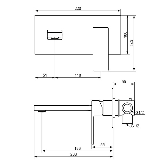 Смеситель для раковины Damixa Gala 530260300 черный встраиваемый-2