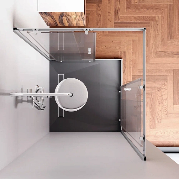 Душевое ограждение без поддона 100x100 AM.PM Sunny W87G-403-100100-MT профиль серебристый-2