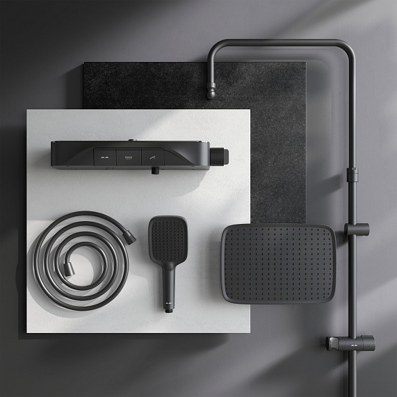 Душевая система AM.PM Func F078F222 стойка с тропическим душем, термостатом, смесителем, черная-11