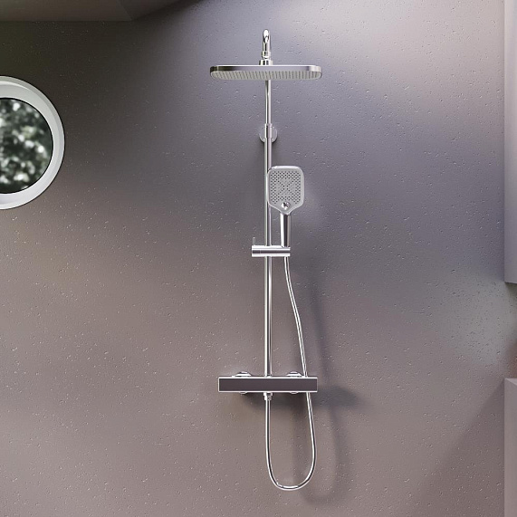 Душевая система Damixa Gala 953800000 стойка с тропическим душем, термостатом, смесителем, хром-1