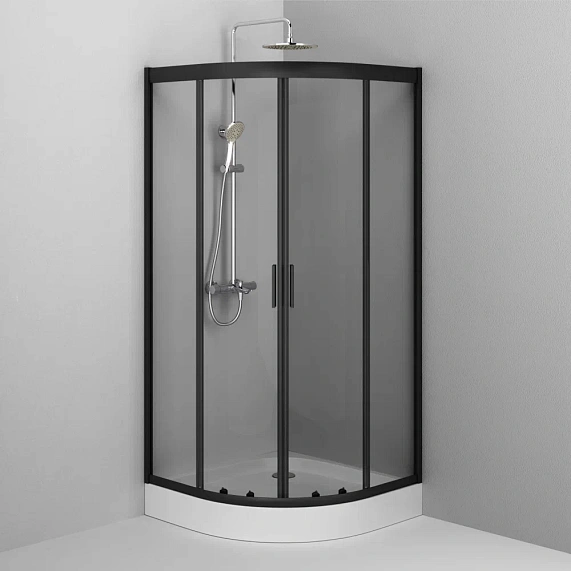 Душевое ограждение без поддона 90x90 AM.PM Gem W90G-401-090BT профиль чёрный матовый-3