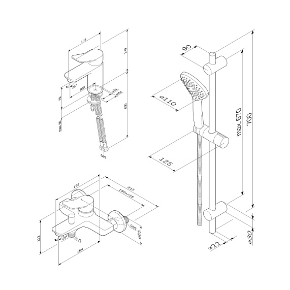 2 смесителя с душевой лейкой AM.PM X-Joy F43985A00 в наборе белый