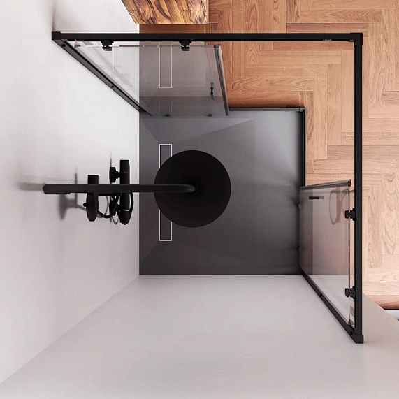 Душевое ограждение без поддона 100x100 AM.PM Gem W90G-403-100100-BT профиль черный матовый-2