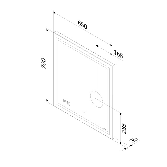 Зеркало с подсветкой в ванную прямоугольное 65 AM.PM Gem M91AMOX0653WG сенсорное с часами и косметическим зеркалом-8