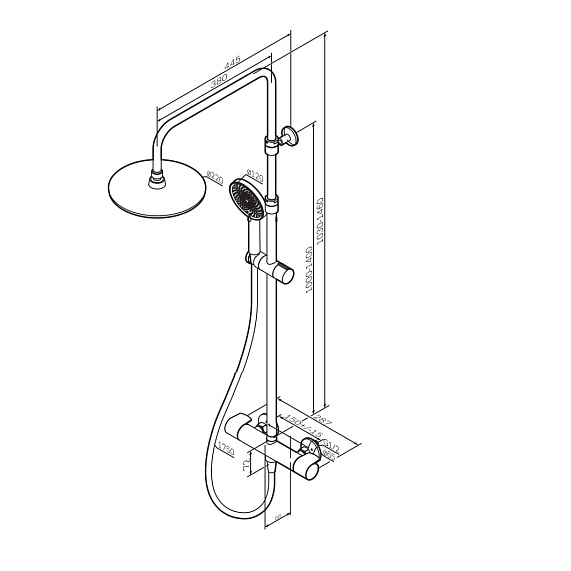Душевая система AM.PM X-Joy F0785A499 стойка с тропическим душем, термостатом, смесителем, золото-9