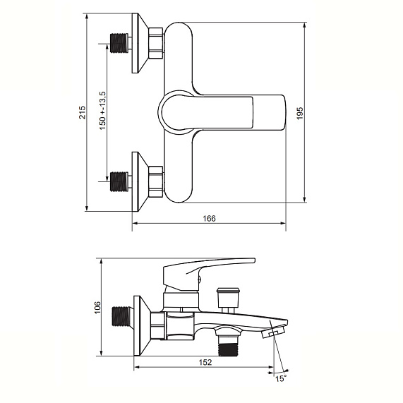 Смеситель для ванны и душа Damixa Eclipse 2.0 481000000 хром-3