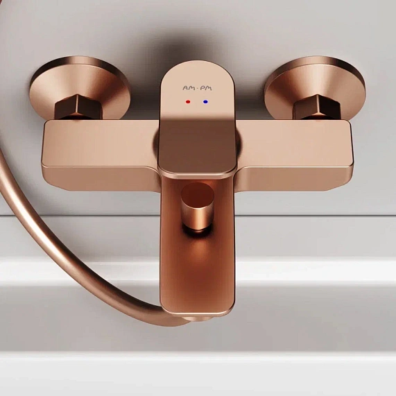 Смеситель для ванны и душа AM.PM X-Joy F85A10044 розовое золото-4