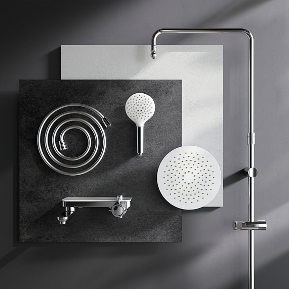 Душевая система AM.PM Like F0780700 стойка с тропическим душем, смесителем, изливом, хром-11