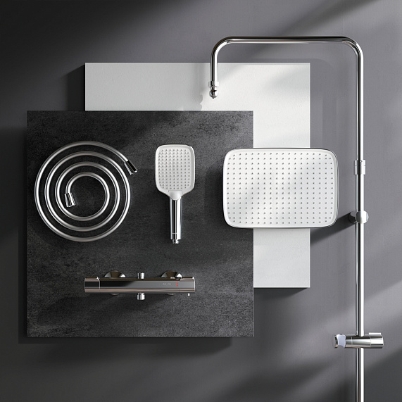 Душевая система AM.PM Func F078F400 стойка с тропическим душем, термостатом, смесителем, хром-11