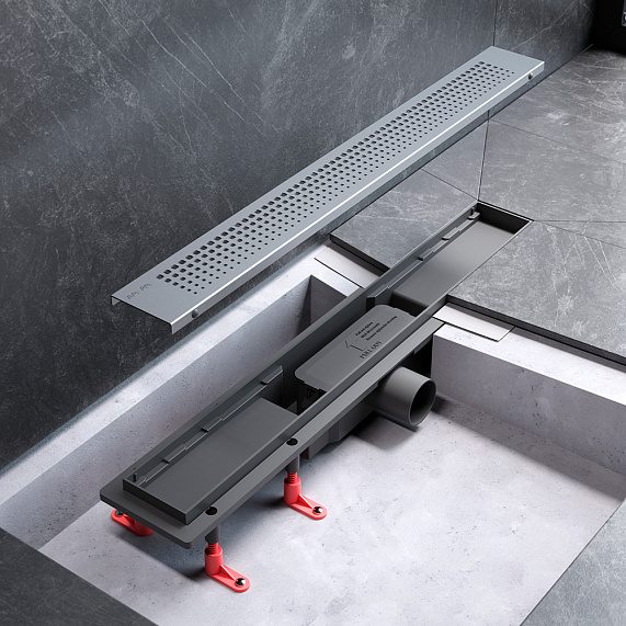 Душевой трап (лоток) 60 AM.PM PrimeFlow W02SC-P11-060-01SB комбинированный затвор со стальной матовой решеткой-7