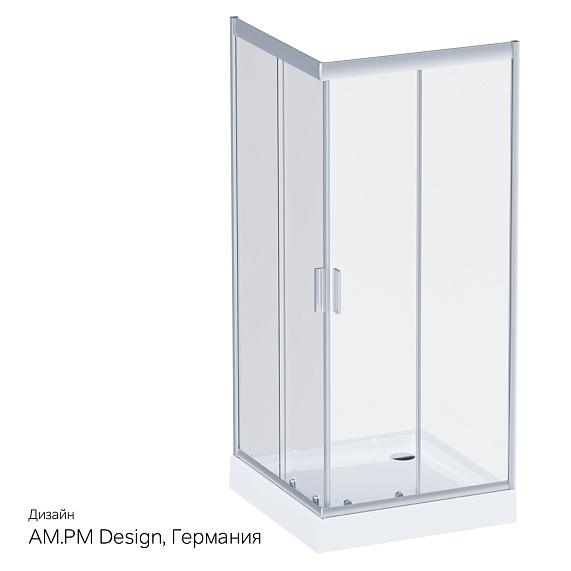 Душевой уголок с поддоном 90x90 AM.PM Gem W90G-403-090MT прозрачное стекло, профиль серебристый