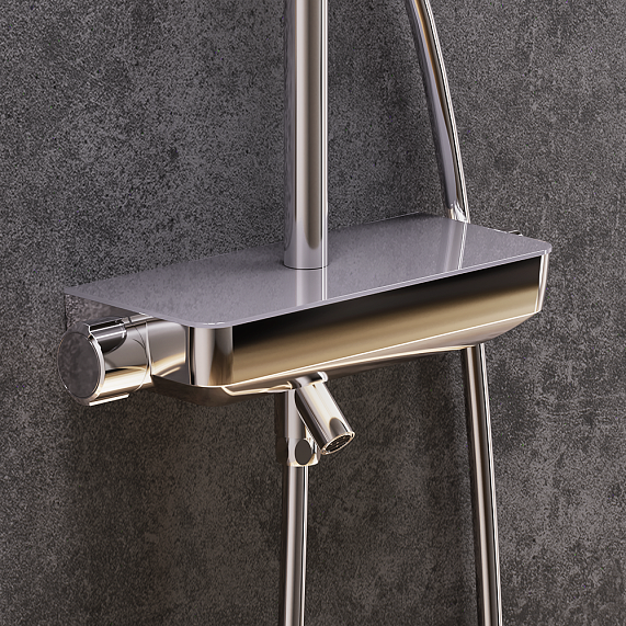 Душевая система Damixa Scandinavian Pure 936760000 стойка с тропическим душем, термостатом, смесителем, изливом, хром-2
