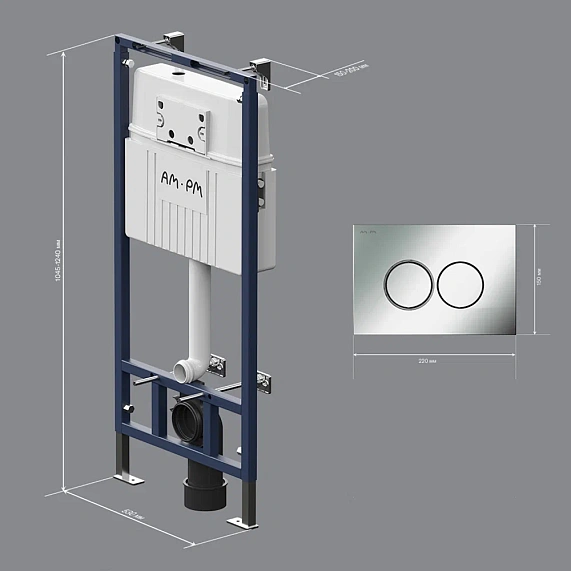 Инсталляция для подвесного унитаза AM.PM MasterFit I012710.0151 с механ. клавишей ProC L хром-9
