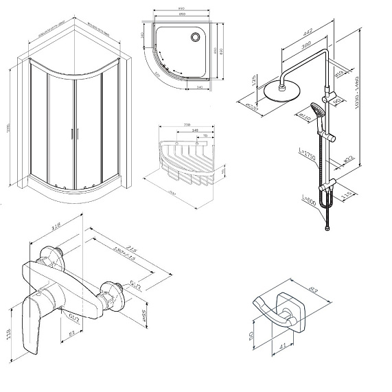 Комплект душевое ограждение AM.PM Gem WK90EN с душевым гарнитуром-5