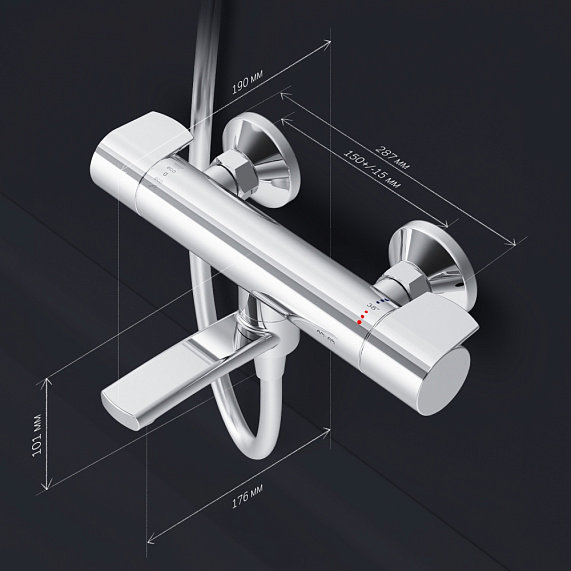 Смеситель для ванны и душа AM.PM X-Joy F85A50000 термостат, хром-7