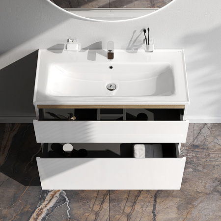 Тумба с раковиной 100 AM.PM X-Joy M85AFSX1002WG напольная на ножках белый глянец