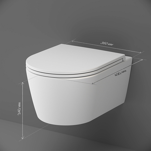 Унитаз подвесной AM.PM Func C8F1700MWSC безободковый с сиденьем микролифт, белый матовый-9