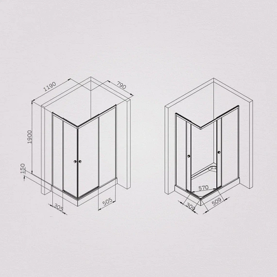Душевое ограждение без поддона 80x120 AM.PM X-Joy W94G-403-120280-MT1K профиль серебристый-6