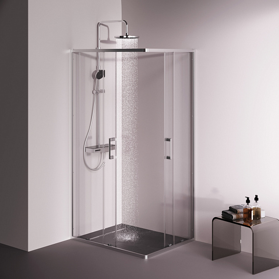 Душевое ограждение без поддона 100x80 AM.PM Above W9XG-403-10080-MT профиль серебристый-1