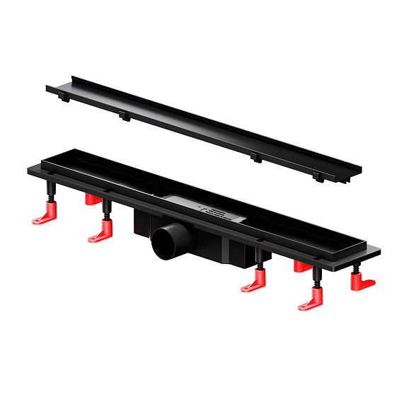 Душевой трап (лоток) 60 AM.PM PrimeFlow W02SC-U11-060-04BM комбинированный затвор с черной матовой решеткой под плитку-20