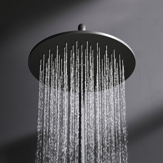 Душевая система AM.PM Like F0780722 стойка с тропическим душем, смесителем, изливом, черная матовая-4