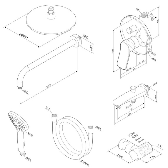 Встраиваемая душевая система AM.PM X-Joy FB85A10000 хром: тропический верхний душ, излив с душевой лейкой-3
