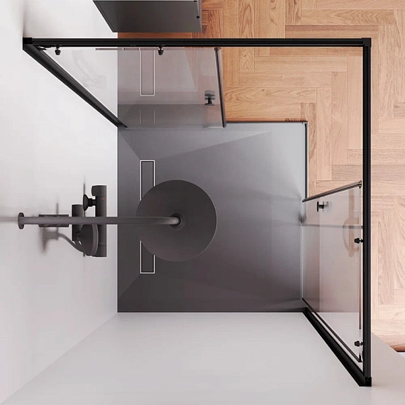 Душевое ограждение без поддона 100x100 AM.PM X-Joy W94G-403-100100-BT1K профиль черный матовый-2