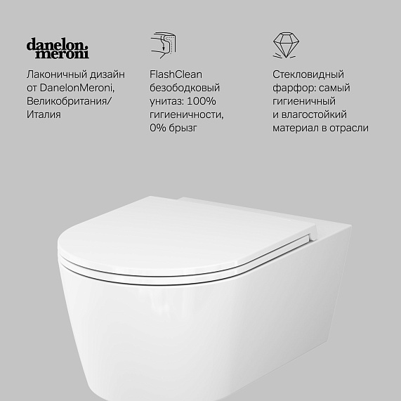 Унитаз подвесной AM.PM Func C8F1701SC безободковый с сиденьем микролифт, белый-7