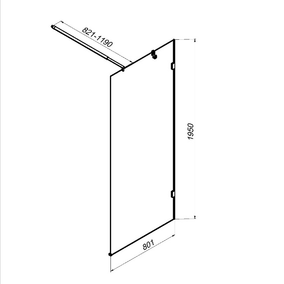 Душевая перегородка 80x195 AM.PM X-Joy W94UWI-80-F1-MTE прозрачное стекло, профиль серебристый-6