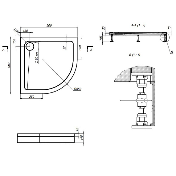 Душевой уголок с поддоном 90x90 AM.PM X-Joy W88G-205-090MT64 прозрачное стекло, профиль серебристый-2