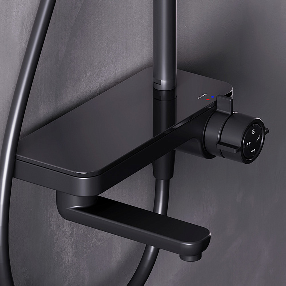 Душевая система AM.PM Moxie F079M722 стойка с тропическим душем, смесителем, черная-5