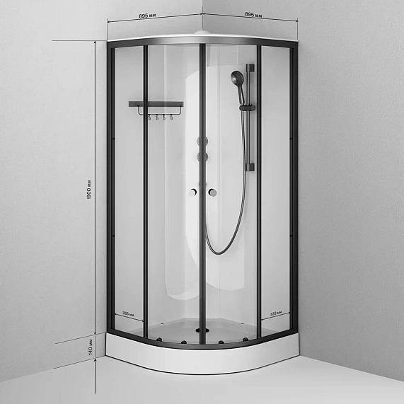 Душевая кабина 90x90 AM.PM X-Joy W94C-401-090BT профиль черный матовый, низкий поддон-7