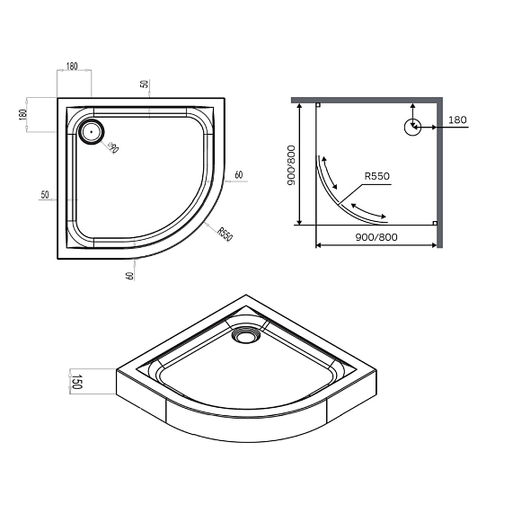 Поддон душевой 80x80 AM.PM X-Joy W88T-205-080W64 белый