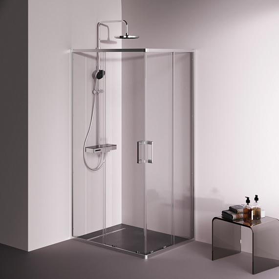 Душевое ограждение без поддона 100x80 AM.PM Above W9XG-403-10080-MT профиль серебристый