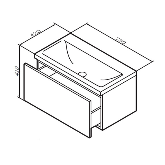Тумба под раковину 75 AM.PM Gem M90FHX07521WG подвесная белый глянец-7