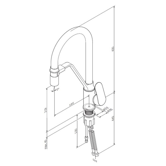 Смеситель для кухни AM.PM Like F8007827 высокий, черный, с синим гибким изливом и каналом питьевой воды-10