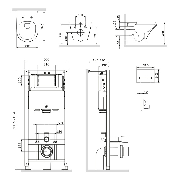 Инсталляция унитаза AM.PM Inspire IS450A38.501700 безободкового с сиденьем микролифт и сенсорной клавишей