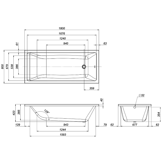 Ванна акриловая 180x80 AM.PM Gem W93A-180-080W-A белая глянцевая