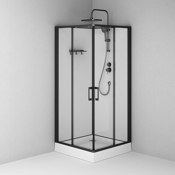 Душевая кабина 90x90 AM.PM Above W9XC-403-9090BT профиль черный матовый, низкий поддон-10