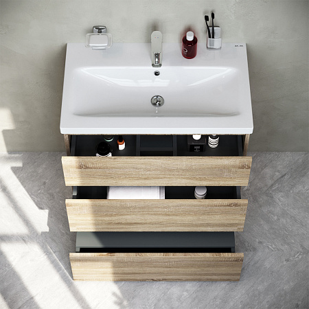 Тумба с раковиной 75 AM.PM Gem S M91FSX0752OF напольная на ножках под дерево светлый дуб