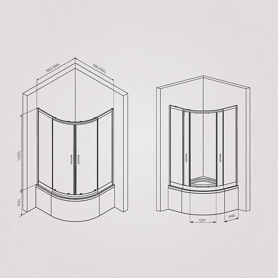 Душевое ограждение без поддона 90x90 AM.PM Gem W90G-401A090BT профиль черный матовый-6