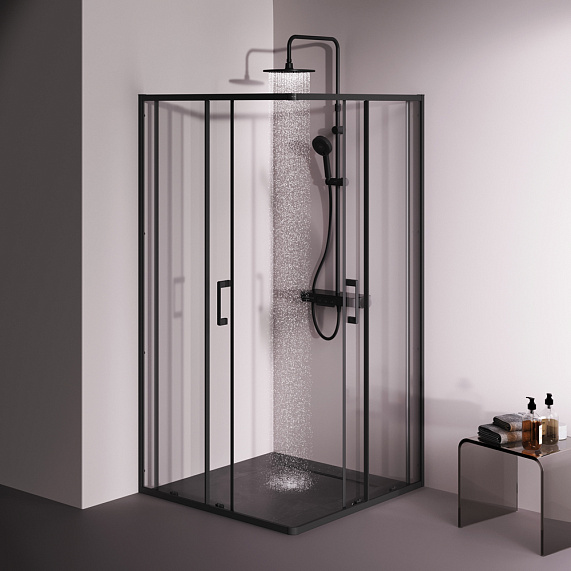 Душевое ограждение без поддона 100x100 AM.PM Above W9XG-403-100100-BT профиль черный-1