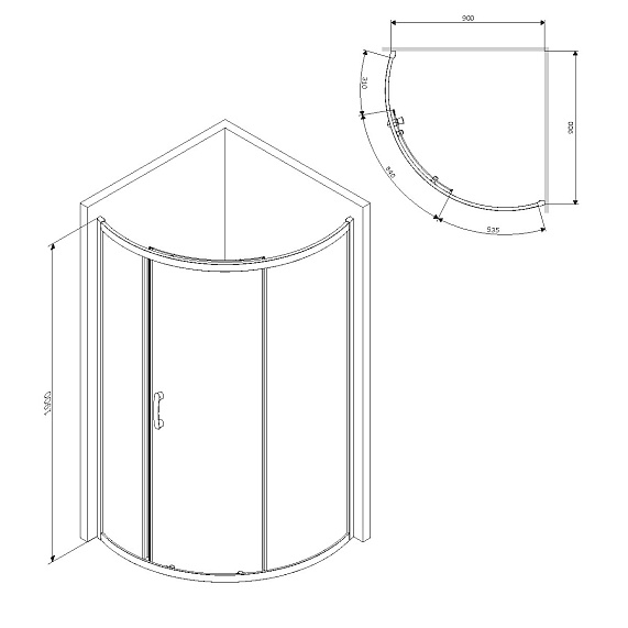 Душевой уголок с поддоном 90x90 AM.PM Like W83G-315-090CG64 тонированное стекло, профиль серебристый