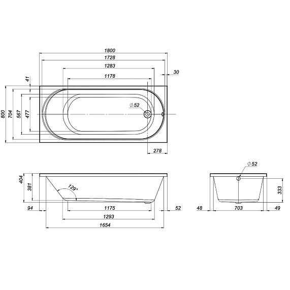 Ванна акриловая 180x80 AM.PM X-Joy W94A-180-080W-A белая глянцевая